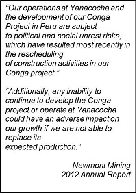 Newmont Mining 2012 Annual Report Excerpt